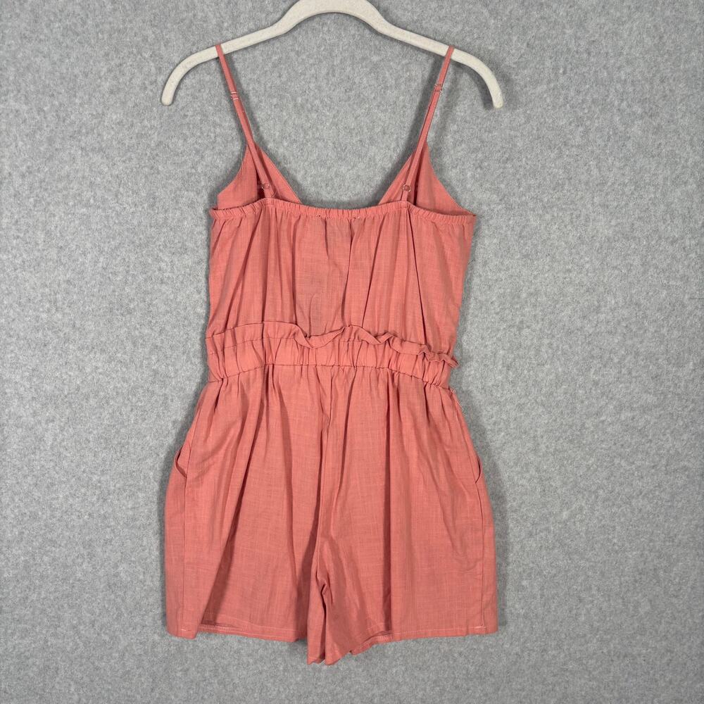 One Clothing Romper Small Coral Bow Tie Pockets Spaghetti Straps Resort Cruise - Picture 6 of 8